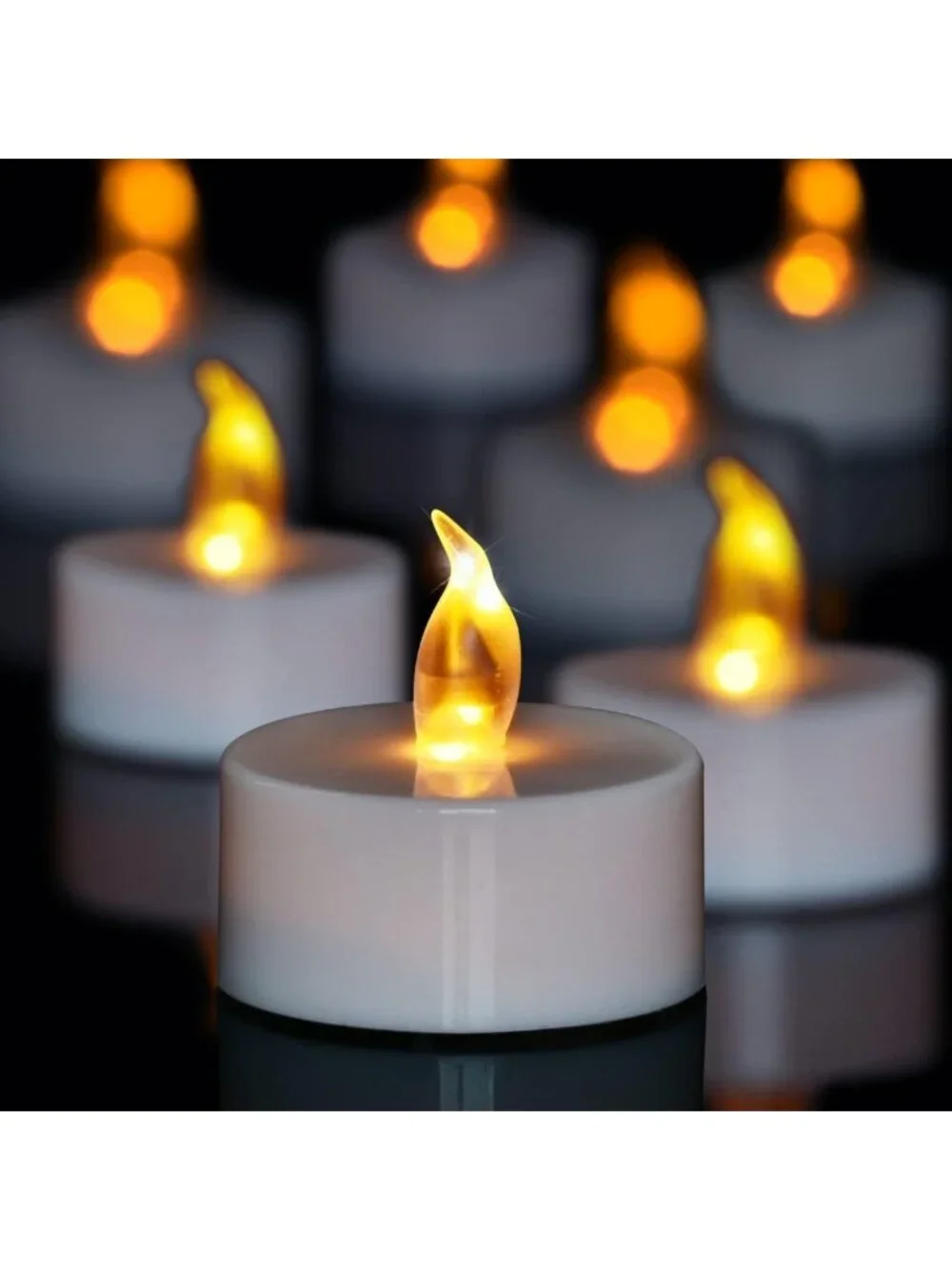 Battery Operated LED Tea Lights - Flameless Flickering Candles for Weddings
